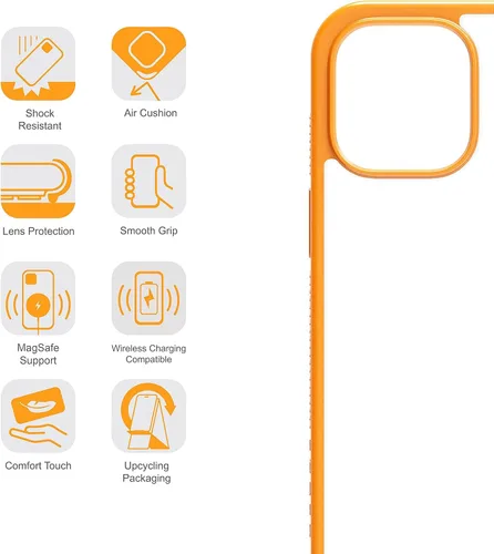 Vista 4 de Armor Signature - Funda para iPhone 12 Mini, color naranja con cinta gris