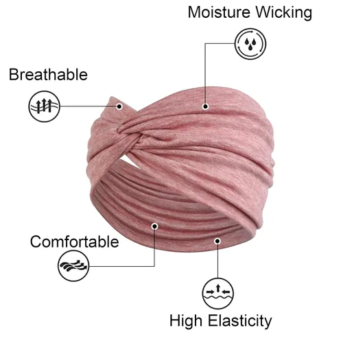 Vista 2 de TERSE Diademas tipo turbante extra anchas para mujer, diadema trenzada de 7 pulgadas, diadema elástica bohemia para mujer, accesorios