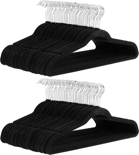 Vista 15 de Yaxa Basics - Ganchos finos de terciopelo antideslizantes para trajes, paquete de 30, color negro
