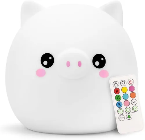 Vista 11 de LumiPets Eggbert the Elephant - Luz nocturna blanda para niños Luz nocturna de silicona con toque, control remoto Luz recargable de animales que