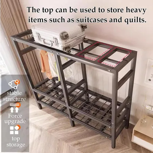 Vista 3 de large closets Folding Clothes Closet Metal Iron Wardrobe Closet Portable Closets for Hanging Clothes Easy to Assemble Saves Space Closet Space-saving