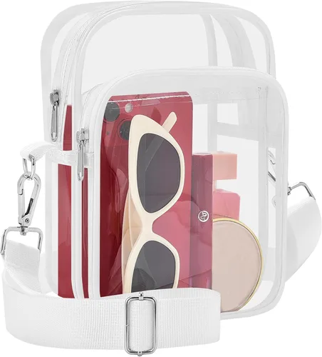 Vista 11 de Bolsa transparente para eventos de estadio, pequeña bolsa transparente con correa extraíble, bolsa de estadio para conciertos de trabajo deportivo