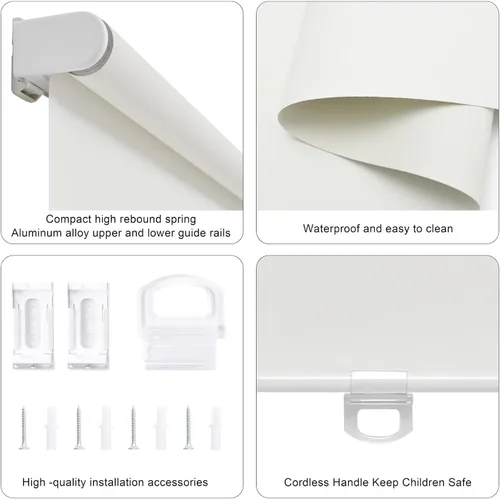 Vista 4 de Sunoff Persianas Enrollables Opacas sin Cordón para Ventanas de Bajar Persianas de Puerta Oscurecedoras de Habitación con Aislamiento Térmico