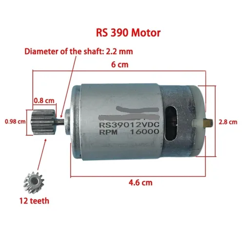 Vista 2 de RS390/RS380 6V/12V DC Motores para aplicaciones automotrices - Motores adecuados para proyectos de bricolaje y robótica.