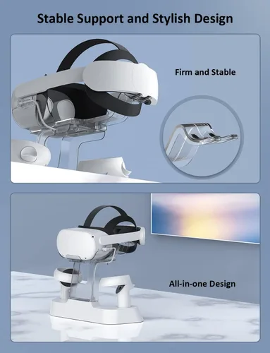 Vista 7 de NexiGo Base de carga mejorada con luz LED encendidoapagado para Oculus Quest 2 correa de élite con batería soporte de pantalla de auriculares
