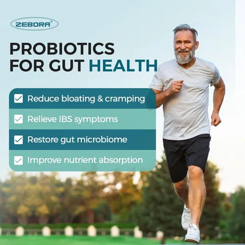 Vista 4 de ZEBORA Probióticos para hombres y prebióticos para la salud digestiva, 90 tabletas, 60 mil millones de UFC para la salud inmune e intestinal, 10