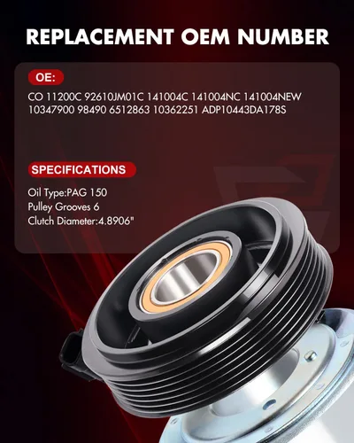 Vista 5 de Embrague de CA para Nissan para Rogue 2.5L 2008-2013, CO 11200C, 92610JM01C