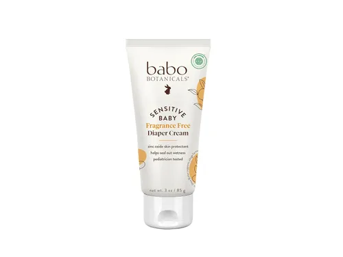 Babo Botanicals Sensitive Baby Fragrance-Free Diaper Cream - 25% Natural Zinc Oxide - Calendula, Shea & Cocoa Butter - EWG Verified - Vegan- From