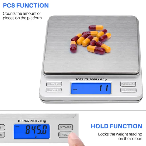 Vista 3 de Smart Weigh Báscula digital Pro de bolsillo de 70.55 oz x 0.00 oz, báscula de joyería, báscula de café, báscula de alimentos con función de tara