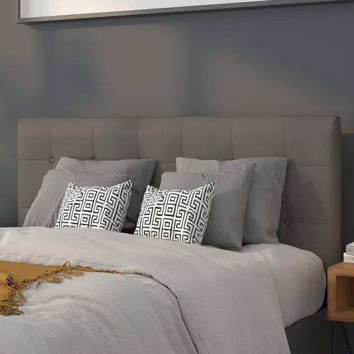 Vista 23 de Flash Furniture Bedford - Cabecero de cama doble tapizado con ribete de uñas en tela beige