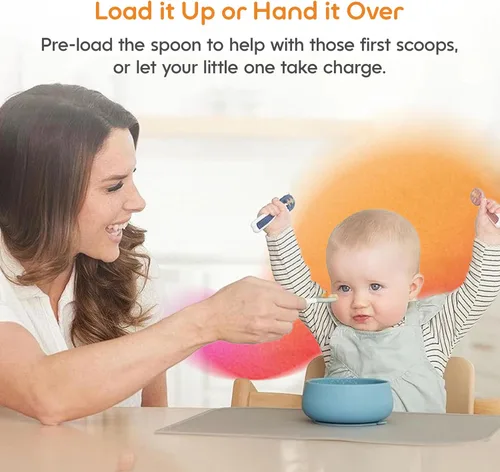 Vista 5 de NumNum Juego de cucharas para bebé, utensilios pre-cuchara GOOtensils para bebés de 6+ meses, primeras cucharas de autoalimentación para destete