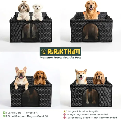 Vista 5 de Asiento de coche para perros grandes y medianos Funda impermeable para asiento trasero con parte inferior dura Varillas de bloqueo giratorio