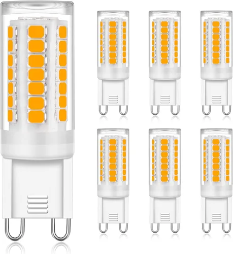 YUIIP Bombilla LED G9 equivalente a 4 W, bombillas halógenas de 40 W, base de cerámica G9, blanco cálido 3000 K, lámpara de 400 lúmenes, CA 120 V