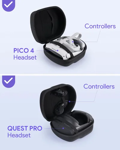 Vista 2 de YINKE Funda para Oculus Quest 2 con correa Elite, funda protectora de viaje, bolsa de almacenamiento