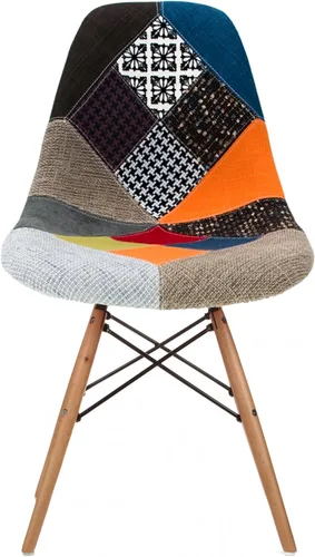 Vista 2 de Juego de dos (2) silla lateral modelo Eames y silla de comedor Eiffel 2xhome - Butaca sin brazos, sillas sin brazos con patas de madera y alambres