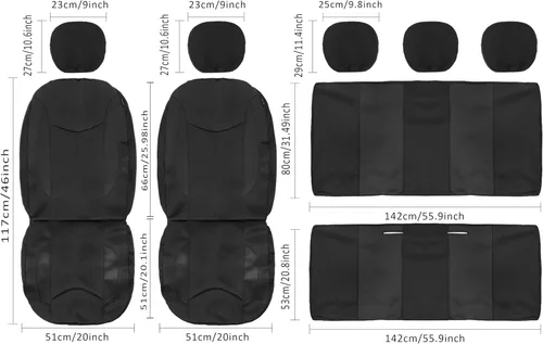 Vista 8 de CAROMOP Funda impermeable para asiento de automóvil asientos completos, fundas de asiento de neopreno para automóviles, fundas interiores