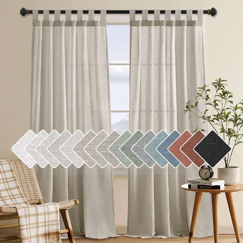 Vista 37 de H.VERSAILTEX Cortinas texturizadas de lino con filtro de luz para sala de estar, tratamiento de ventanas, cortinas naturales y duraderas con *Angora