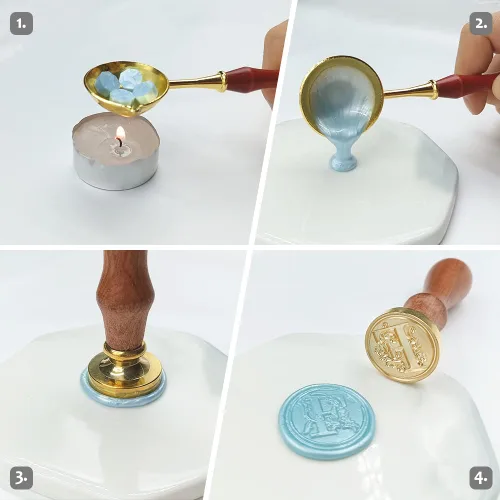Vista 6 de Sello medieval tradicional de cera del alfabeto, con cabeza de latón, con mango de madera, para tarjetas, sobres, regalo (letra A)