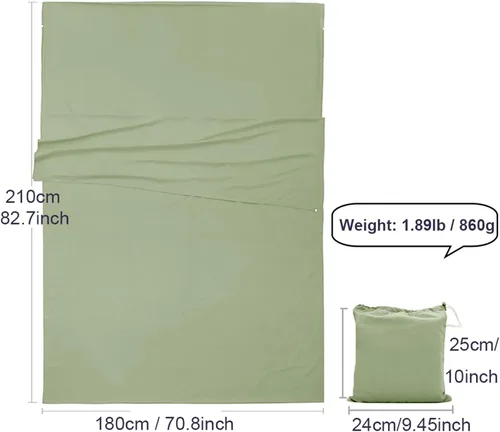 Vista 4 de V VILISUN Forro para saco de dormir, ligero, portátil, suave para viajes y campamento, con bolsa compacta y de transporte, para viajes, hotel