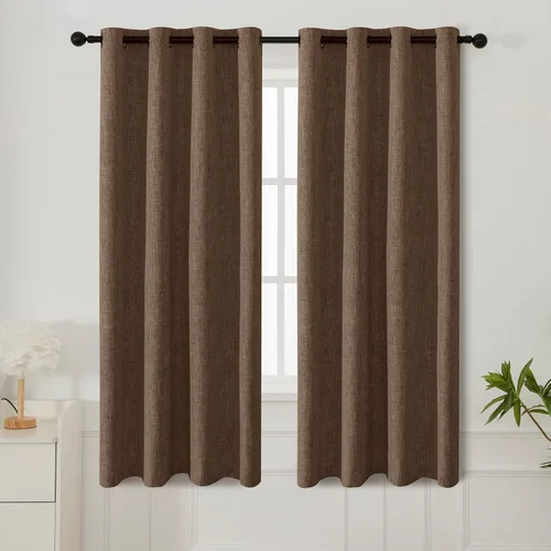 Vista 49 de INLINAS Cortinas opacas con textura anudada de lino sintético, 100% bloqueo de luz, reducción de ruido, ojales de tela de triple capa para Beige