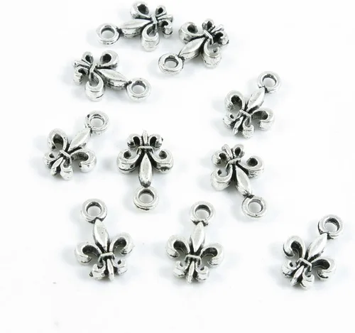 60 piezas de joyería de tono plateado antiguo que hace encantos suministro ZY3411 flor de lis iris lirio