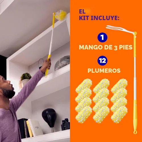 Vista 11 de Kit de Limpieza Swiffer Duster Heavy Duty, Suministros de Limpieza, Mango Extendido de 3 pies, 1 Plumero, 12 Repuestos
