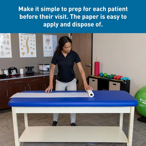 Vista 4 de BodyMed Rollos de papel para reposacabezas prémium para mesa de examen quiropráctico, blanco liso, 8.5 pulgadas x 225 pies, 25 rollos – Rollos