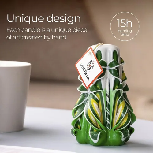 Vista 2 de Velas talladas – Vela grande decorativa hecha a mano – Vela en espiral alta de larga duración para mujer – para decoración del hogar, acogedor