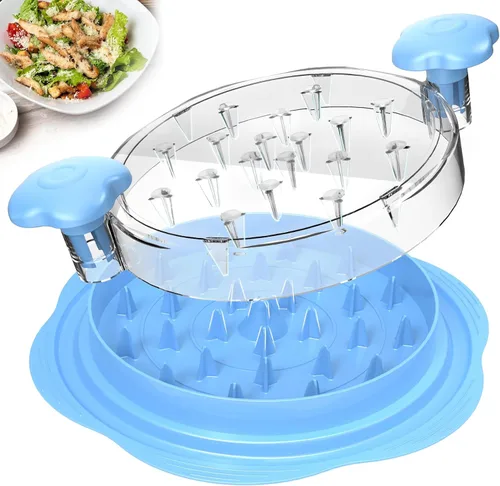 Vista 16 de SURETIVIAN Desmenuzadora de Pollo Desmenuzadora Grande de Pechuga de Pollo Herramienta Giratoria con Cepillo y Tenedor, Máquina Desmenuzadora