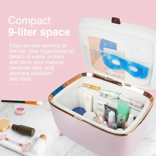 Vista 2 de Cooluli Glam - Mini refrigerador para el cuidado de la piel de 9 litros, mini refrigerador blanco para accesorios de cuidado de la piel, maquillaje