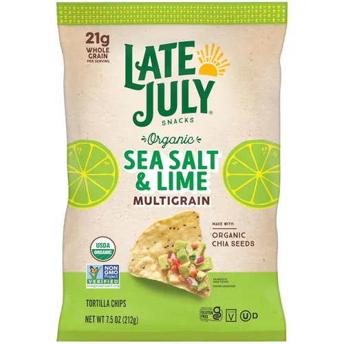 Vista 12 de Late July Chips de tortilla multigrano orgánicos con sal marina, 7.5 onzas