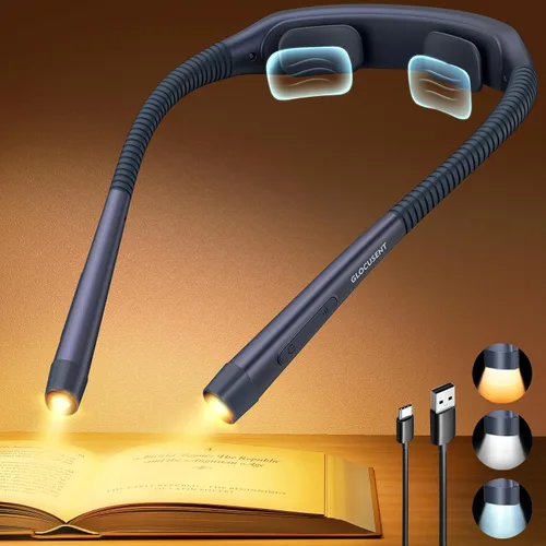 Vista 9 de Glocusent Luz de cuello con temporizador, luz de libro de 100 horas para Gris