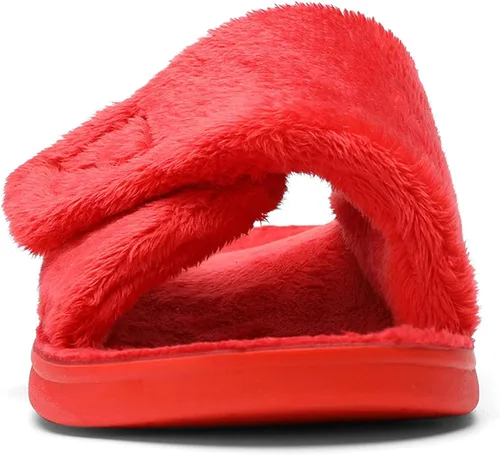 Vista 4 de SOLLBEAM Pantuflas peludas con soporte de arco para mujer, sandalias ortopédicas para el talón