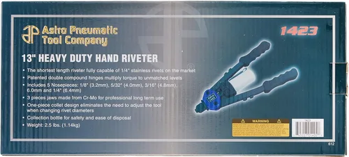 Vista 3 de Astro Pneumatic Tool 1423 remachadora de mano de 1/4" de alto rendimiento de 13 pulgadas