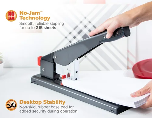 Vista 2 de Bostitch Office Engrapadora extra resistente de 215 hojas, tecnología sin atascos, fácil de recargar, color negro (00540)