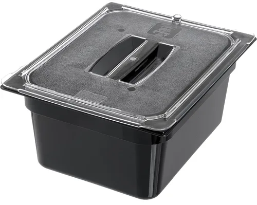 Vista 13 de Carlisle FoodService Products 10230U07 StorPlus - Tapa para bandeja de alimentos con mango universal de policarbonato de tamaño medio, transparente
