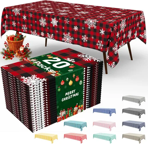 Vista 26 de misaya Paquete de 4 manteles desechables de búfalo, mantel de plástico impermeable de 54 x 72 pulgadas, manteles rectangulares a cuadros caqui