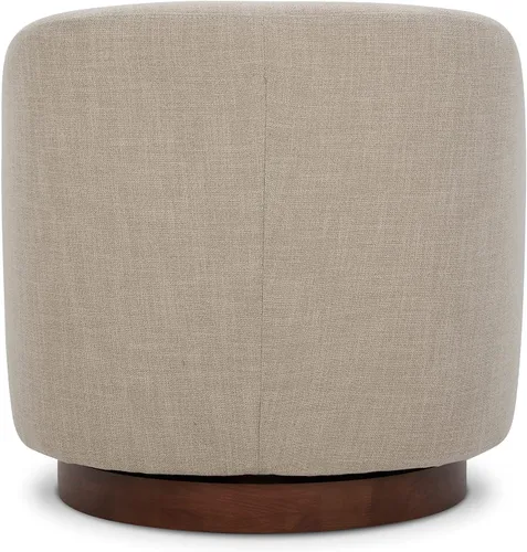 Vista 23 de CHITA - Silla giratoria decorativa, tapizada en terciopelo con certificación FSC, estilo barril, para sala de estar, completamente ensamblada