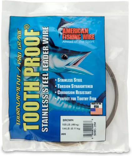 Vista 10 de AFW Alambre Líder Duro de Una Hebra de Acero Inoxidable a Prueba de Dientes - Brillante y Camuflaje para Tiburón, Barracuda, Caballa Real, Wahoo