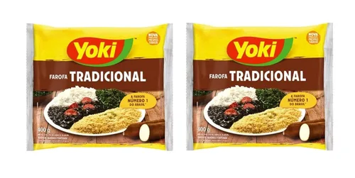 Yoki Farofa de Mandioca Sazonada Harina de Mandioca Pronta 400g, 14 Onzas (Paquete de 2)