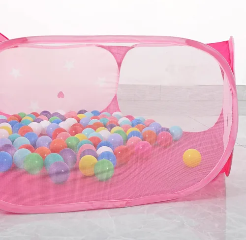 Vista 8 de LimitlessFunN 4 tiendas de campaña de princesa para niños, túnel de gateo, pozo de bolas, incluye luces de estrellas y estuche de transporte