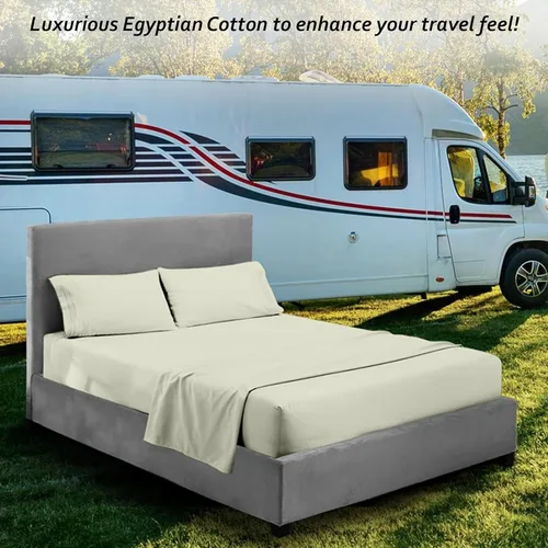 Vista 149 de Juego de sábanas para autocaravana tamaño individual (39 x 75) – 100% algodón egipcio, suave y refrescante, sábana bajera de 16 pulgadas