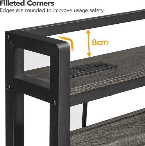 Vista 6 de HOOBRO Cabecera Tamaño Queen, Cabecera con 2 Tomacorrientes y 4 Puertos USB, Altura Ajustable, Estante de Almacenamiento, Resistente y Estable