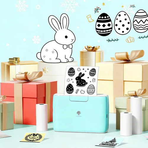 Vista 7 de Phomemo M04S - Impresora térmica con adhesivo AI, impresora inteligente con Bluetooth, compatible con 2/3/4 pulgadas de ancho de impresión, 300 ppp