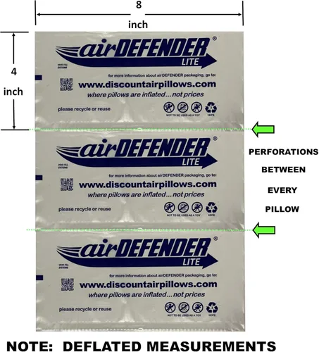 Vista 4 de 165 almohadas de aire airDEFENDER de 4 x 8 pulgadas de 20 galones, 2.66 pies cúbicos, relleno vacío, paquete de embalaje de embalaje