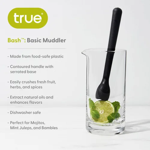 Vista 2 de True Bash Muddler para cócteles, frutas, especias, hierbas, muddler de bar para mojitos, Mint Juleps, Old Fashioneds, accesorios de cocina y bar