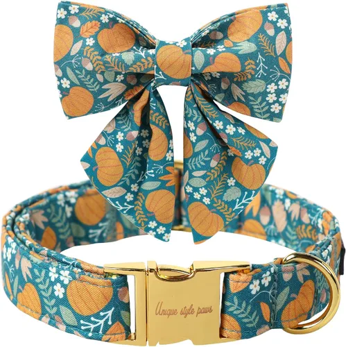 Vista 36 de Unique style paws - Collar de perro de estilo único con corbatín Otoño Halloween Collar de cachorro con abeja y margarita para perros pequeños