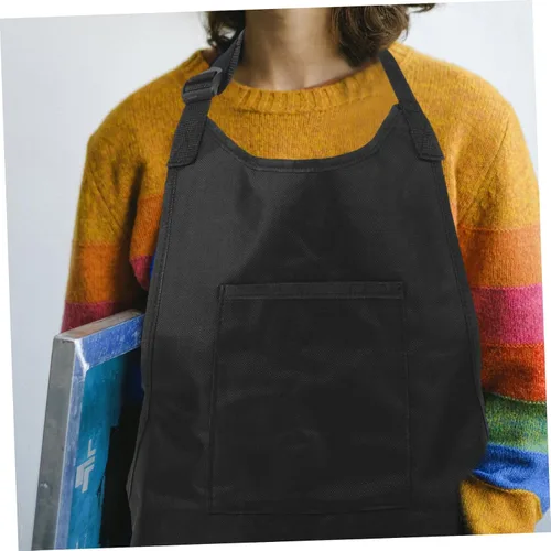 Vista 4 de Unomor Adjustable Art Apron for Artists Protective Painting Tool Storage Apron in Black Size S Waterproof and Chemical Resistant for Creative