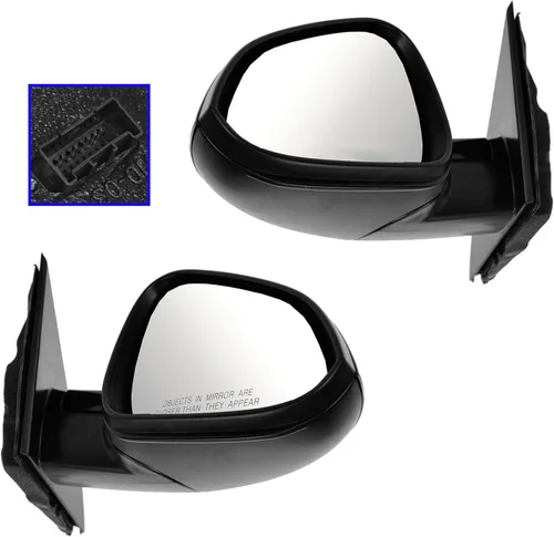 Vista 92 de TRQ Conjunto de 2 piezas de espejo lateral para conductor y pasajero, ajuste eléctrico, sin calefacción, sin memoria, color negro, compatible