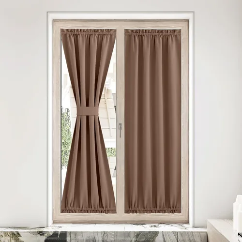 Vista 299 de NICETOWN Cortinas 100% opacas para puerta francesa, cortinas de privacidad para ventana, persianas de oscurecimiento de habitación de 25 x 64